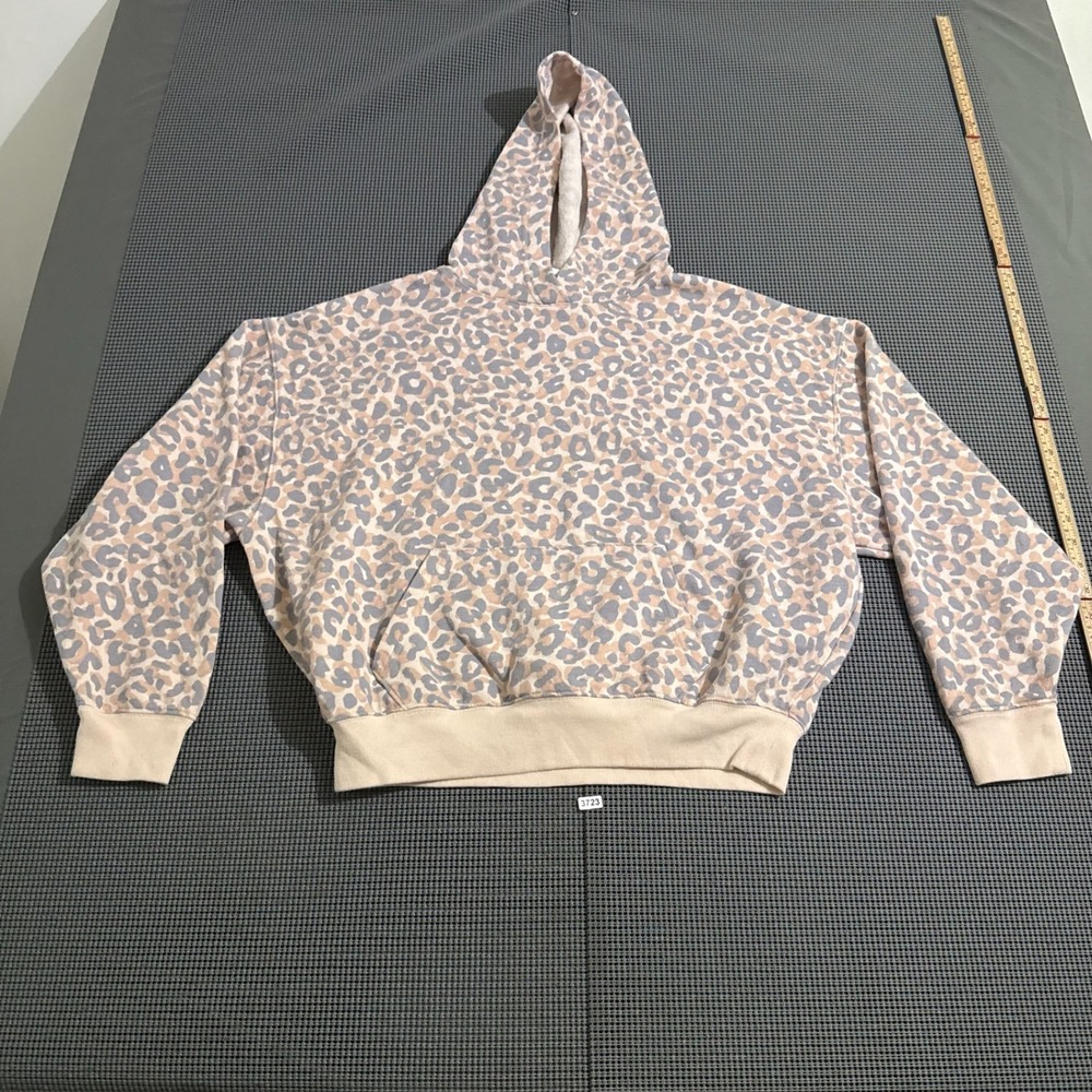 Pink Victoria's Secret Womens XS Leopard Print Pullover Hoodie Tan Grey